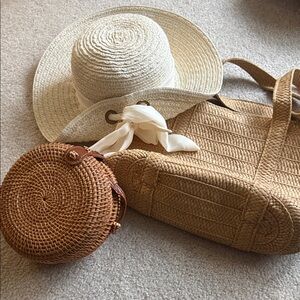 Stylish Straw Hat and Bag Set